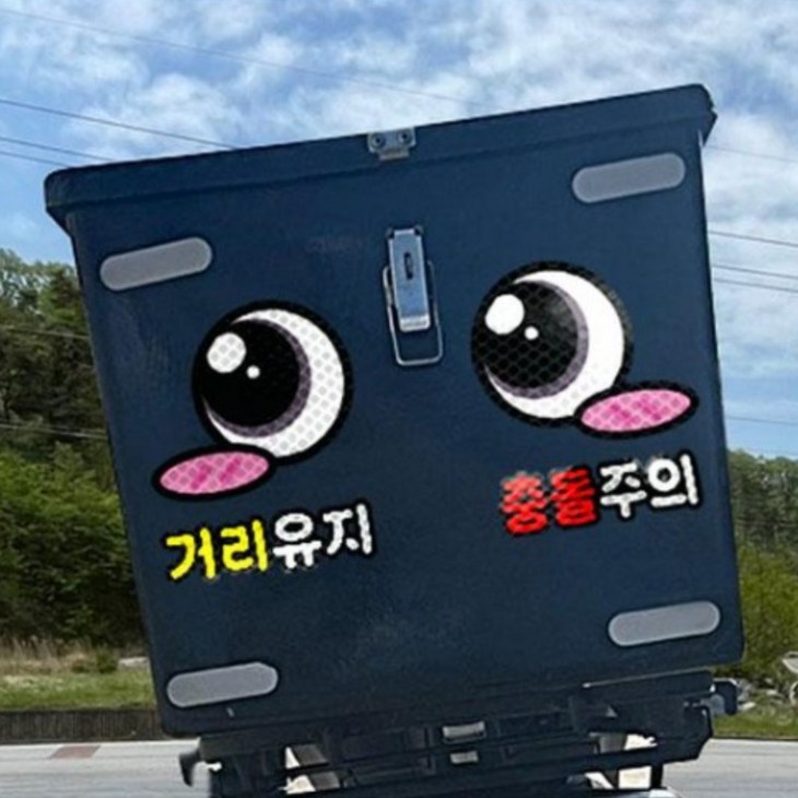 긱베어 화물차 눈알 스티커 12종 대형 소형 고휘도 반사스티커 왕눈이 눈모 졸음운전 추돌방지 안전거리유지 오토바이 트럭 차량 스티커, 1세트, 11 수줍 눈알 소