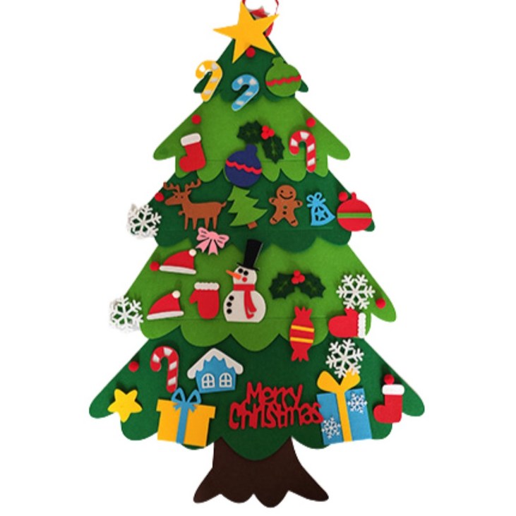DIY 펠트 크리스마스 트리 나무 만들기 KC인증 - 셀프 부직포 트리 전구 장식 어린이 벽트리, 3단트리