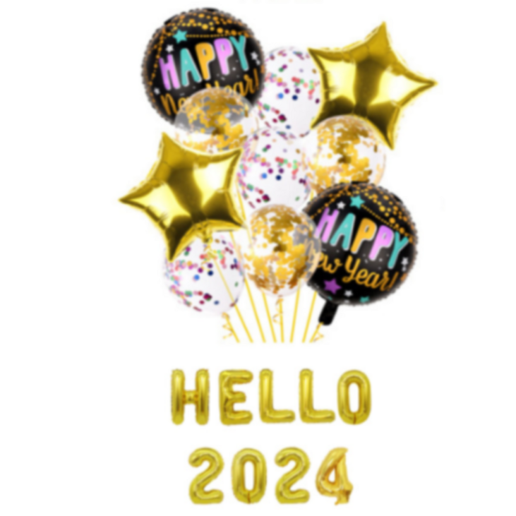 파티보그 2024 해피뉴이어 세트 풍선, 1개, 헬로우골드