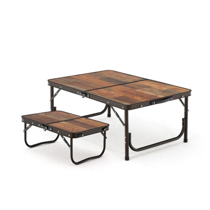 네이처하이크 2단 캠핑 테이블 MDF 소형 대형, 짙은나무색