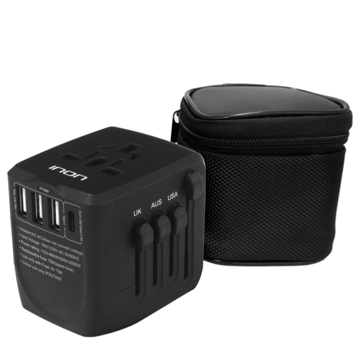 아이논 USB 4포트 여행용 멀티어댑터 블랙 INTA410CBK, 1개