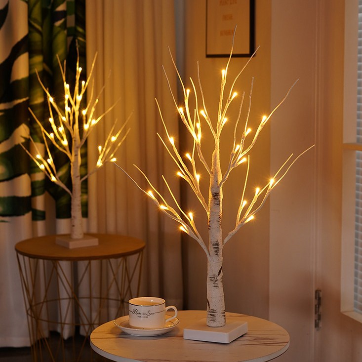 자작나무 LED 무드등 크리스마스 트리장식 인테리어 감성트리 미니조명 전구