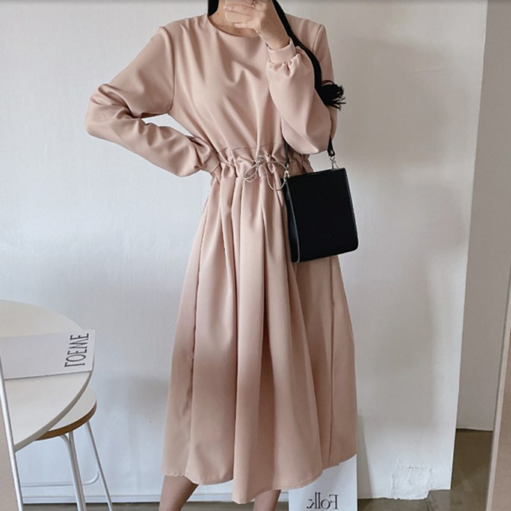 슈가펀 셀리프 긴팔 스트링 롱 원피스