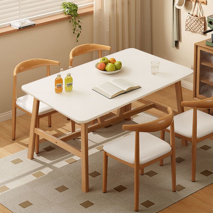 가구느낌 해피 테이블 1200 x 800 mm, 화이트네추럴, 4인용