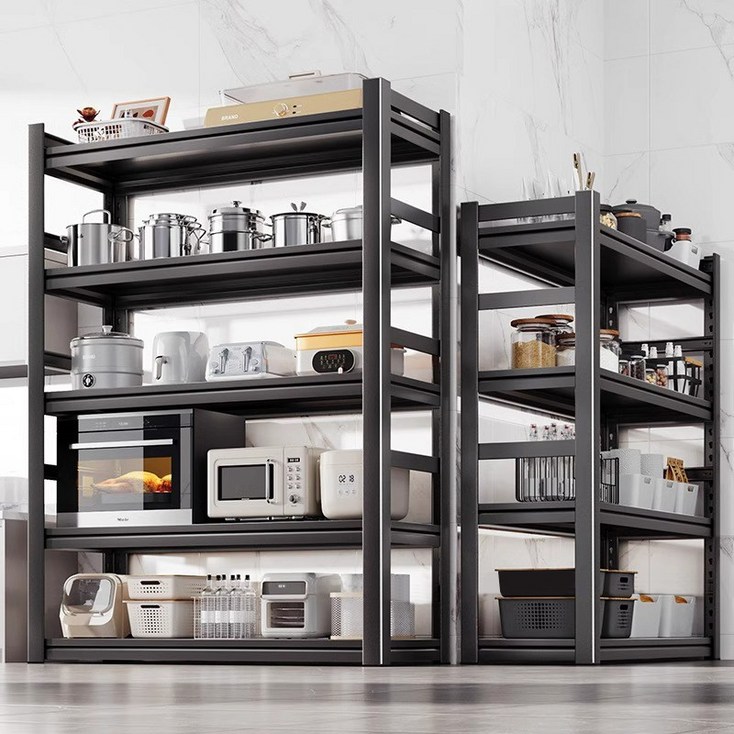 HOMEY NEST 철제 수납선반 조립 다용도 선반 FMSFLS, 5단, 블랙