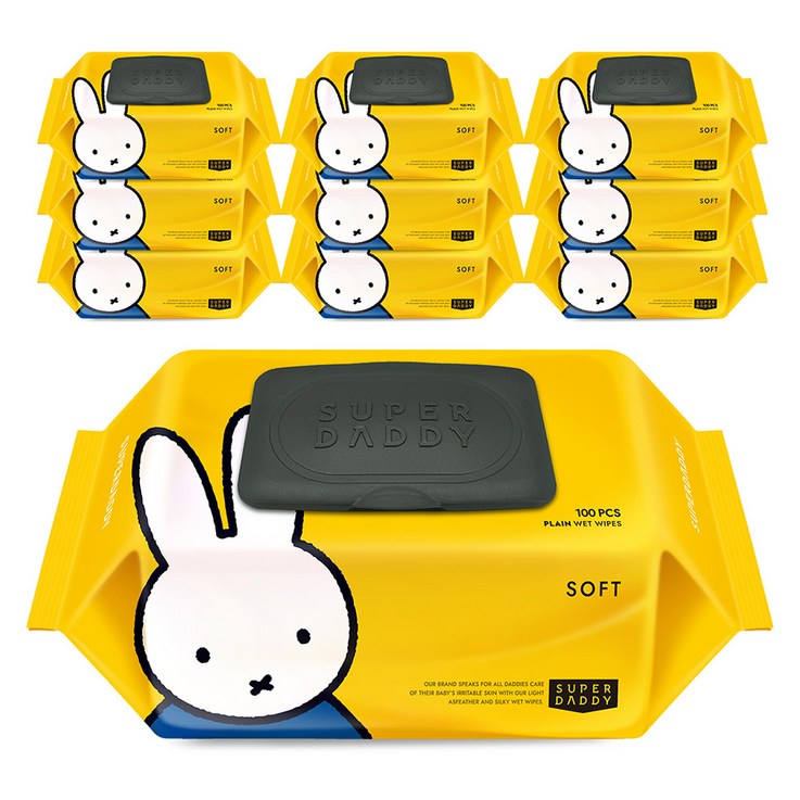 슈퍼대디 소프트 미피 물티슈 캡형, 50g, 100매, 10개 슈퍼대디 소프트 미피 물티슈 캡형, 50g, 100매, 10개