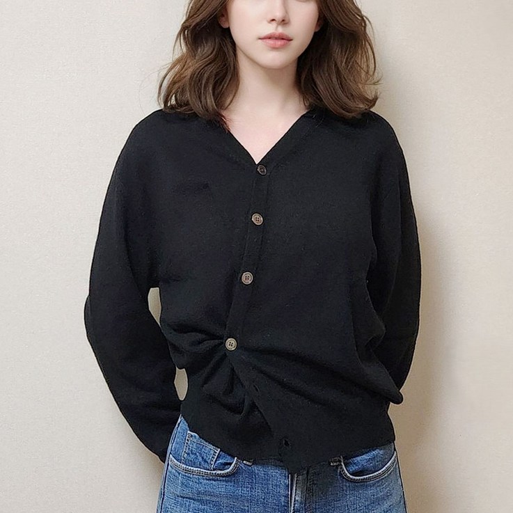 NIVADA 니바다 8005 캐시미어 100 가디건 블랙 NIVADA 니바다 8005 캐시미어 100 가디건 블랙