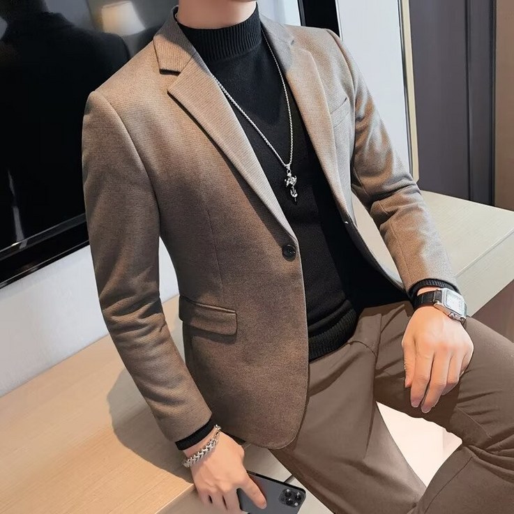 도톰한 모직 정장 남자 정장 겨울 루즈핏 고급스러운 캐주얼 정장