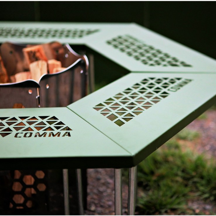 감성캠핑 캠핑테이블 화로테이블 난로테이블 육각테이블 보조 선반 테이블 콤마 - 바이샵