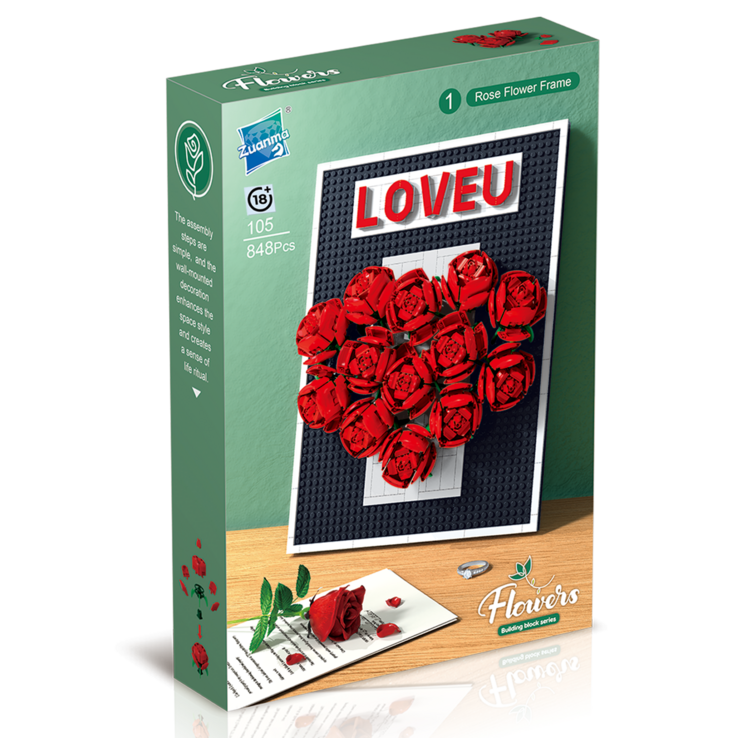 MATERIAL TECHNIQUE 플라워 장미블럭 꽃블럭 나노블럭 장미액자블럭, 1개 MATERIAL TECHNIQUE 플라워 장미블럭 꽃블럭 나노블럭 장미액자블럭, 1개