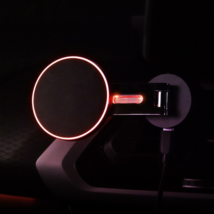 카슈아 맥세이프 차량용 거치대 LED 휴대폰 고속 무선 충전, 블랙, CO-HD02