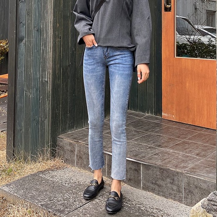 바잉몰 여성용 트렌드 스판 일자 부츠컷 청바지