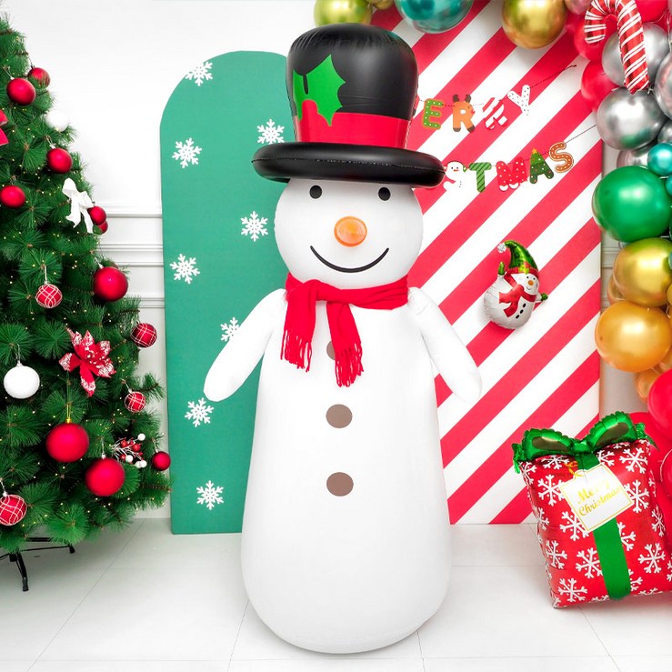 크리스마스 오뚝이 대형 튜브 풍선 140cm [눈사람], 1개