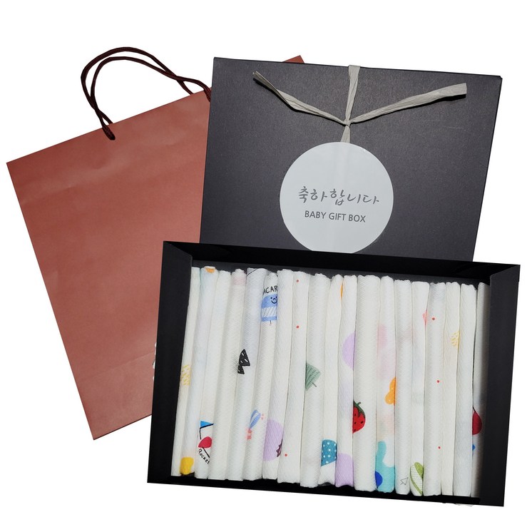 슈베베 임신 출산 가제손수건 선물세트 (20P+선물박스+쇼핑백)