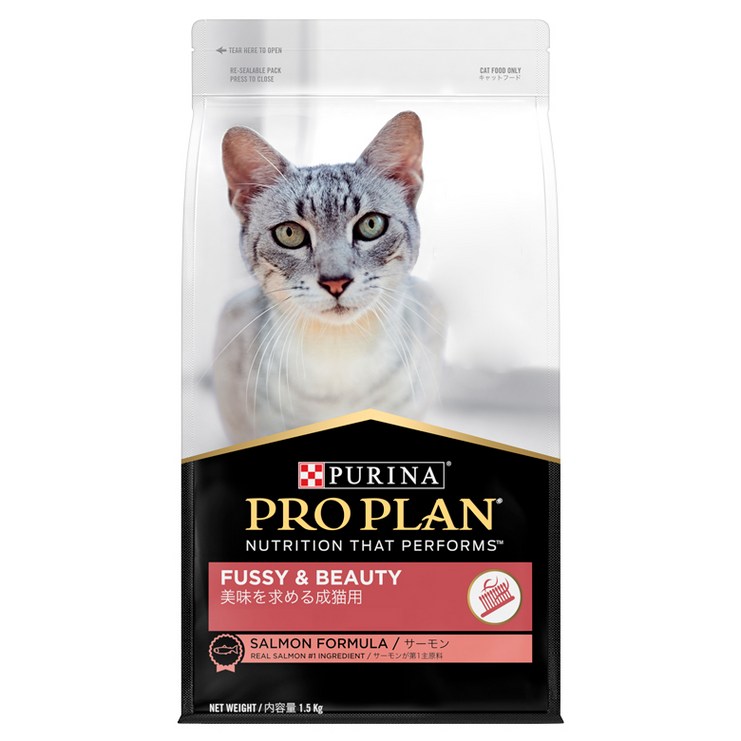 프로플랜 어덜트용 퍼지 앤 뷰티 고양이 건식사료, 연어, 1.5kg, 1개