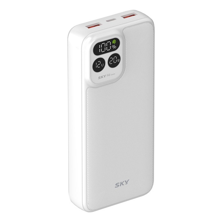스카이 필 PD20 LCD 디스플레이 고속 충전 보조배터리 20000mAh 22.5W, SKYPD20, 화이트