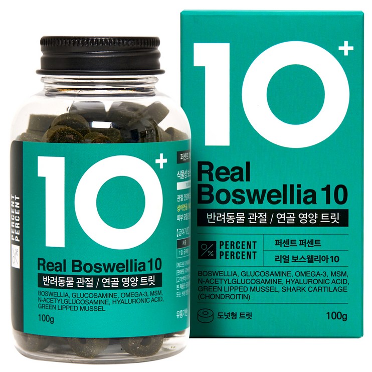 퍼센트퍼센트 강아지 관절 영양 트릿 4kg 기준 60일분 100g, 보스웰리아, 1개 퍼센트퍼센트 강아지 관절 영양 트릿 4kg 기준 60일분 100g, 보스웰리아, 1개