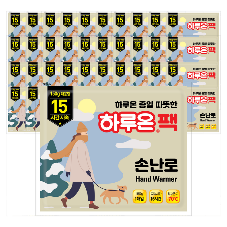 국내생산 하루온팩 손난로 핫팩 150g, 40개