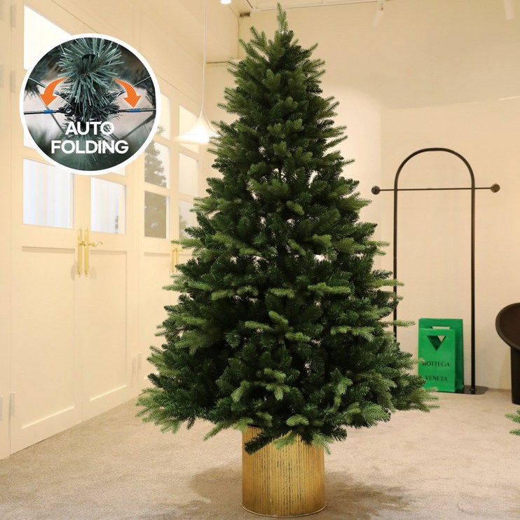 크리스마스 트리나무 무장식 전나무 혼합트리 프리미엄 골드화분트리 190cm, 단품