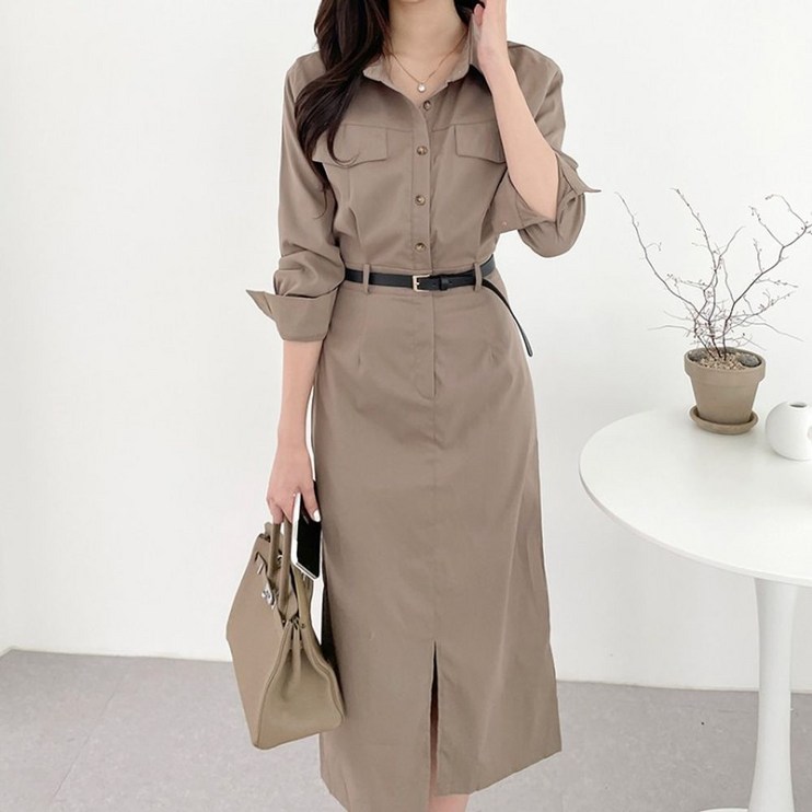 메이벨트 카라 롱 원피스 2COLOR 메이벨트 카라 롱 원피스 2COLOR