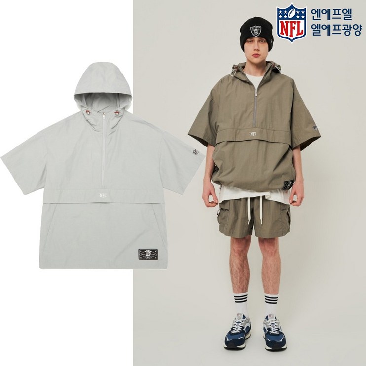 엔에프엘 쿼터백 후드 반팔 아노락 티셔츠 F242UAN321