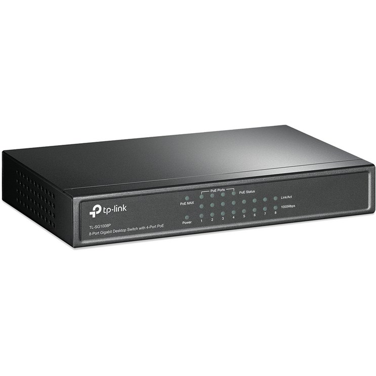 티피링크 8포트 기가비트 데스크탑 PoE 스위칭허브, TLSG1008P