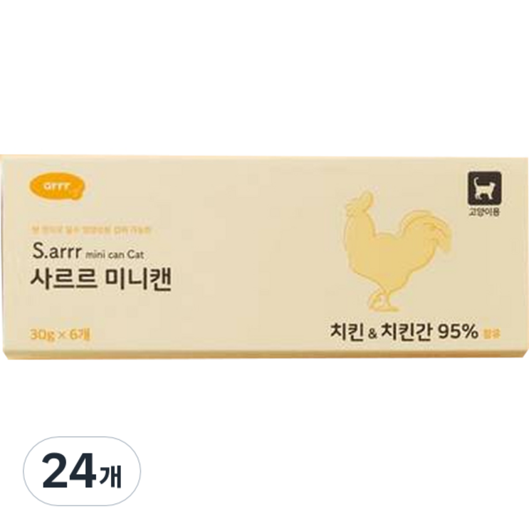 아르르 3개월전연령 사르르 미니캔 주식파우치, 닭, 30g, 24개
