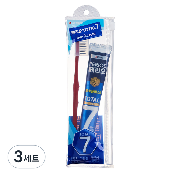 페리오 토탈7 여행용 치약 칫솔 세트, 3세트