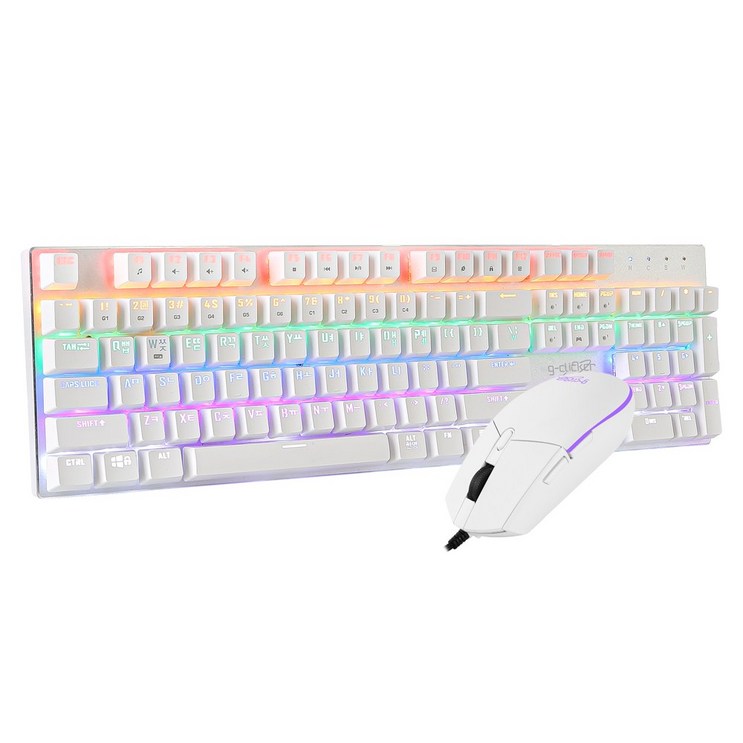 지클릭커 슈퍼히어로 GMK510X 스페셜 게이밍 기계식 키보드  마우스 세트, 화이트
