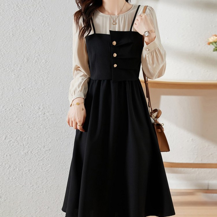 페이퍼먼츠 블라우스 페이크 뷔스티에 플레어 미디 원피스 02953 페이퍼먼츠 블라우스 페이크 뷔스티에 플레어 미디 원피스 02953