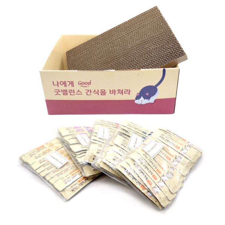 굿밸런스 짜먹는 고양이 간식 플러스 200p  스크래쳐 박스 세트