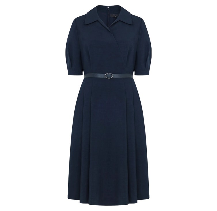 KL 하프슬리브 플리츠 벨티드 원피스