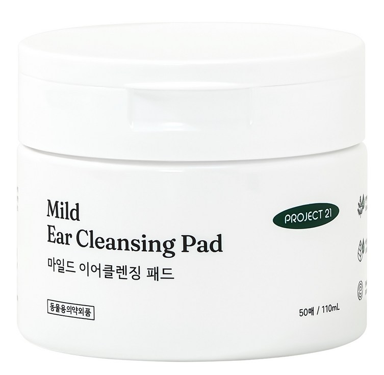 프로젝트21 마일드 이어클렌징 반려동물 귀청소 패드, 110ml, 1개
