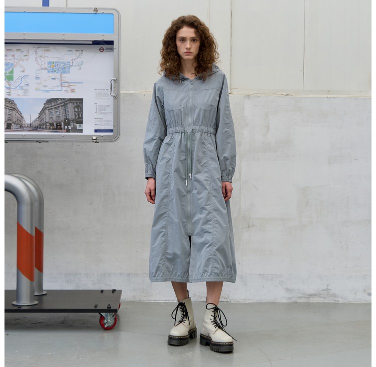 쥬시쥬디 여성용 J 셔링 풀 집업 후드 원피스 JYOP621C