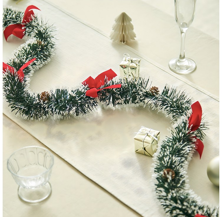 크리스마스 모루 장식 가랜드 반짝이 트리느낌 리본