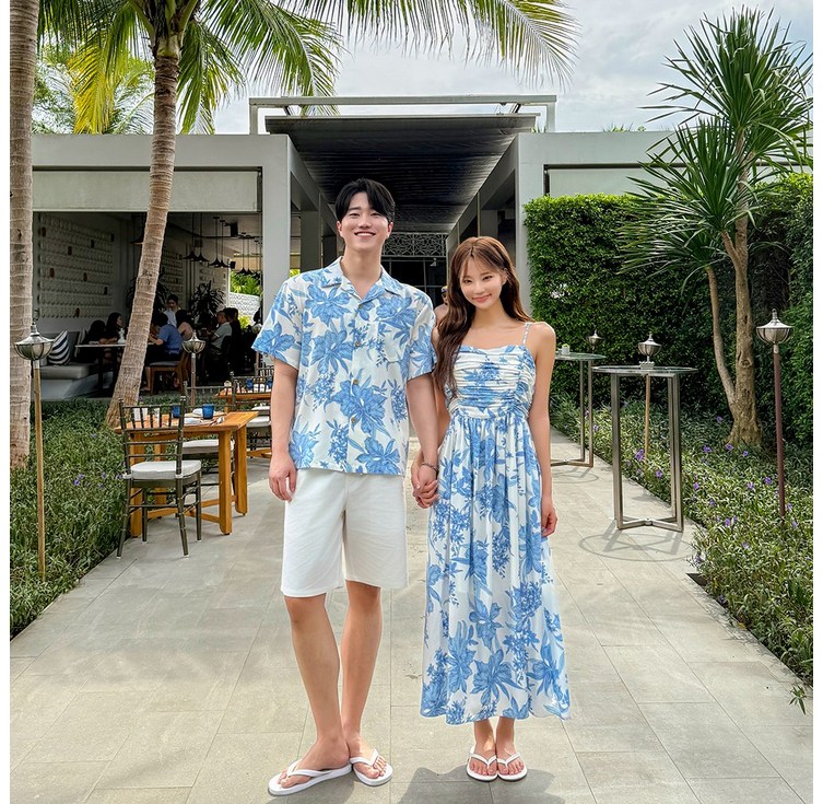 4477 알로나 휴양지커플룩 허니문 하와이안 커플휴양지룩 바캉스 신혼여행 시밀러룩