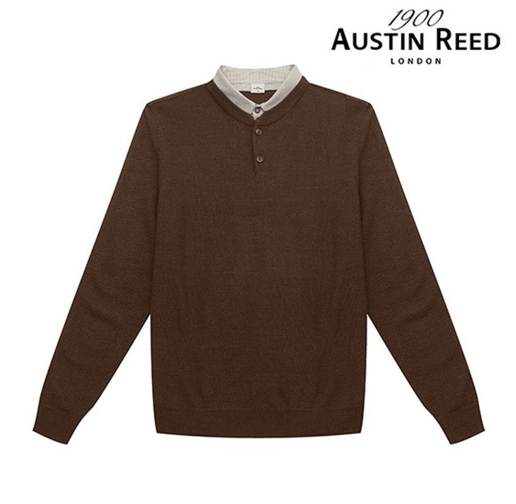 BY파크랜드 브라운 라운드넥 레이어드 니트AA2WT303