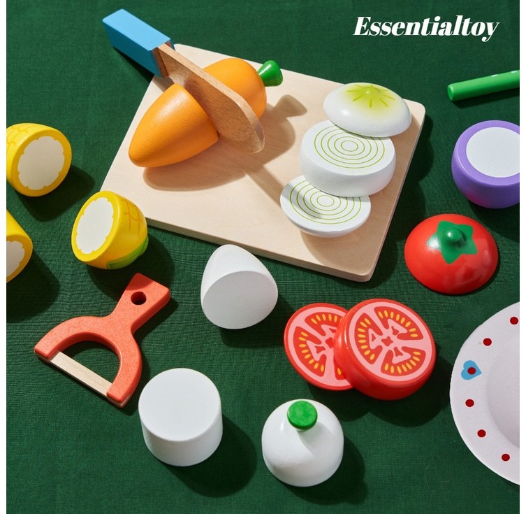 에센셜토이 원목 주방놀이 소품 어린이 소꿉 역할 놀이 장난감 야채 세트 내장 자석, 혼합색상