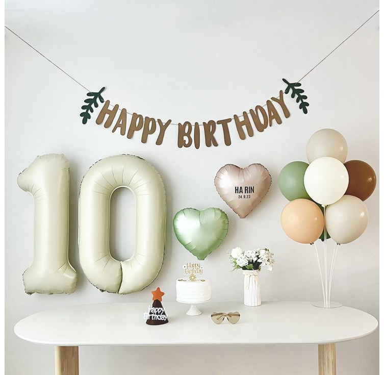 연지마켓 생일 파티 풍선 용품 세트 가랜드 숫자 이름 레터링 포함, 1세트
