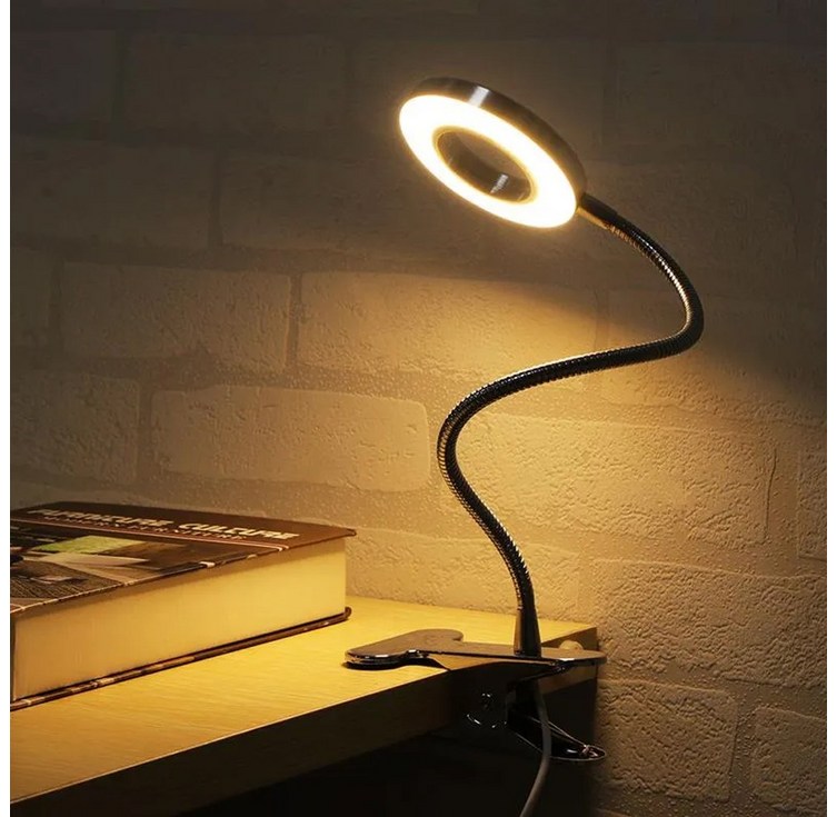 LED 집게형 스탠드 밝기조절 10단계, 블랙