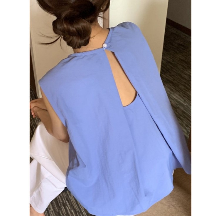 플레르 뒷판미녀 바난 트임 나시 블라우스 셔츠