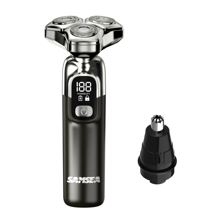 SAMSEA 자석 칼날 헤드 6방향 IPX7 전기면도기,8W 대출력 면도기,휴대용 2in1 면도기, 다크 브라운코털 제거기