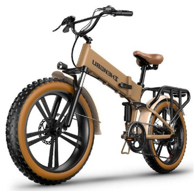 Bacicle 자토바이 전기자전거 팻바이크 48V 접이식 전동, 브라운 48V 14Ah 시마노7단 기어