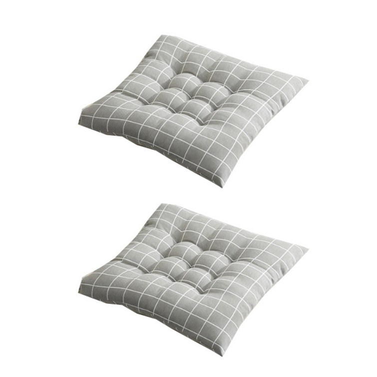 윰스 프린팅 린넨 사각 방석 브라운격자 45cmX45cm 2개