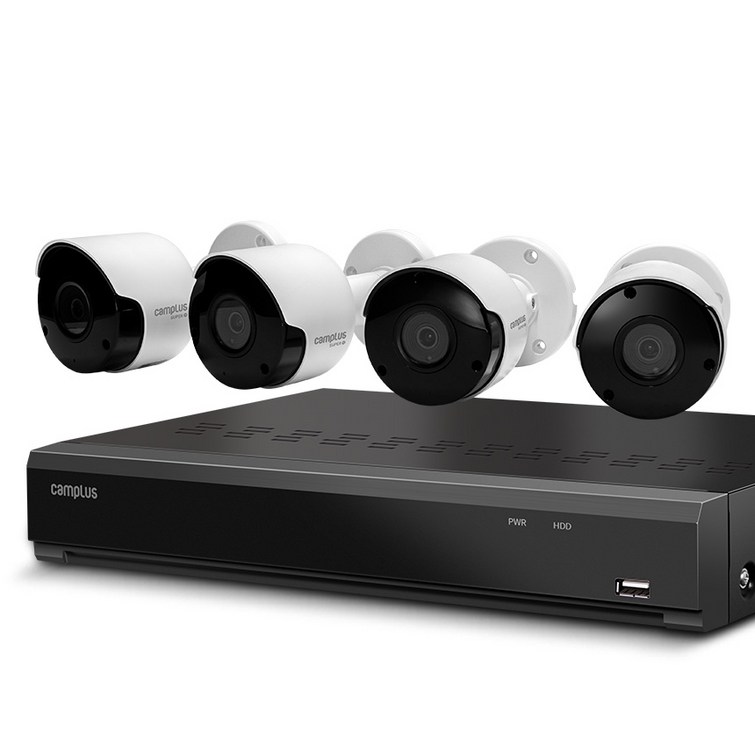 캠플러스 200만화소 뷸렛 CCTV 카메라 실외용 4p  4채널 녹화기 세트