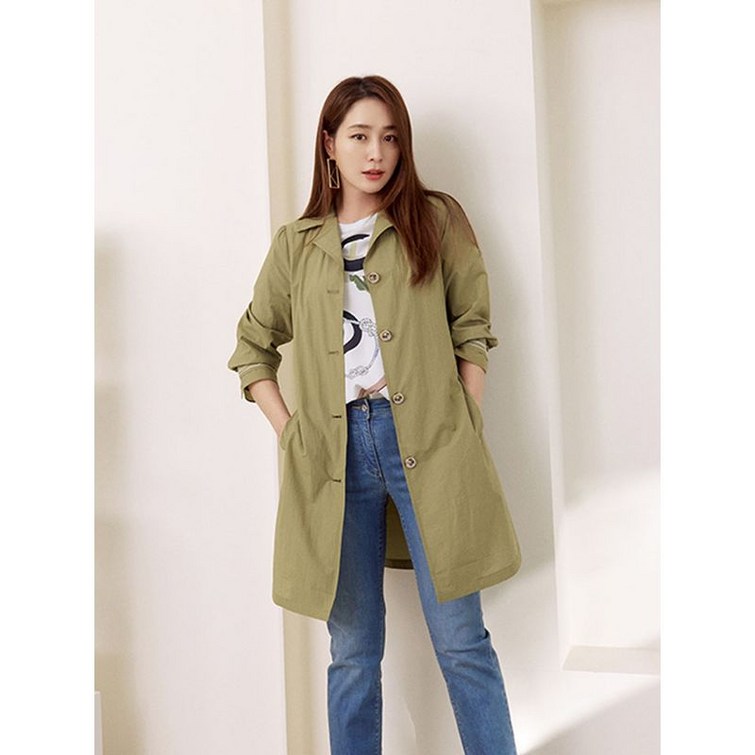 크로커다일레이디 올리브 소매자수 간절기 트렌치코트 CLCMCT101 크로커다일레이디 올리브 소매자수 간절기 트렌치코트 CLCMCT101