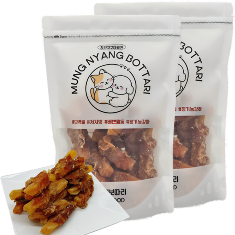 멍냥보따리 대용량 수제간식, 2개, 500g, 치킨고구마말이