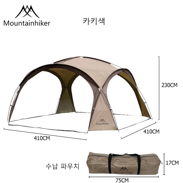 차양 텐트 MOUNTAINHIKER 돔형 텐트150D 옥스포드 폴리에스터 내구성이 있는 차양 텐트 외부 텐트, 방풍 및 방수입니다