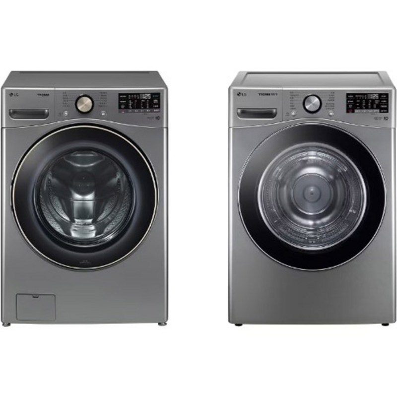 LG전자 트롬 드럼세탁기 21kg + 건조기 18kg F21VDSK-8VA 세트 방문설치, 스테인리스 실버 1
