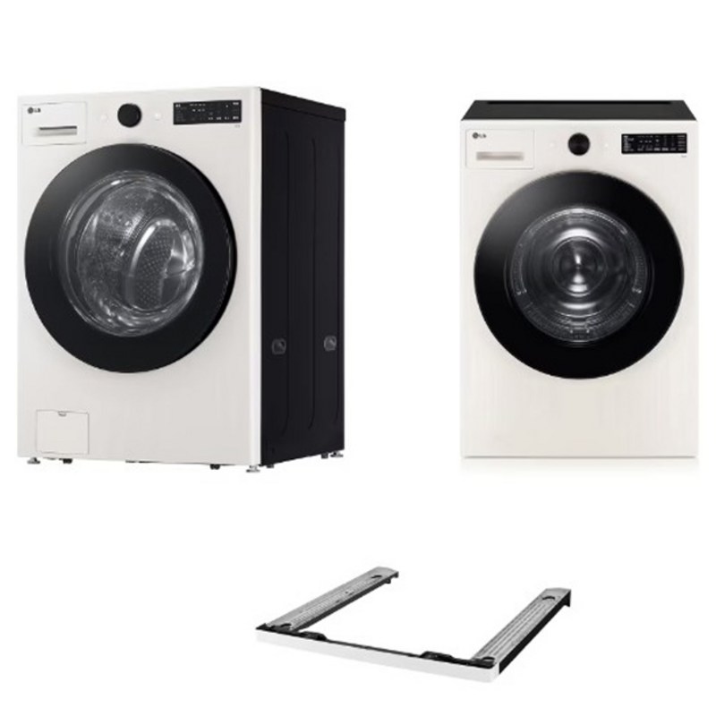 LG전자 트롬 오브제컬렉션 세탁기 FG21EN + 건조기 RG19EN + 21kg + 19kg + 스태킹키트 WMKITE1 세트 방문설치, KFG21EN-9EN, 네이처베이지 2